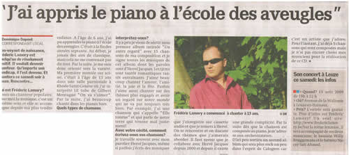 Frédéric Lamory. Article de Nord Eclair - 14 aout 2009. 